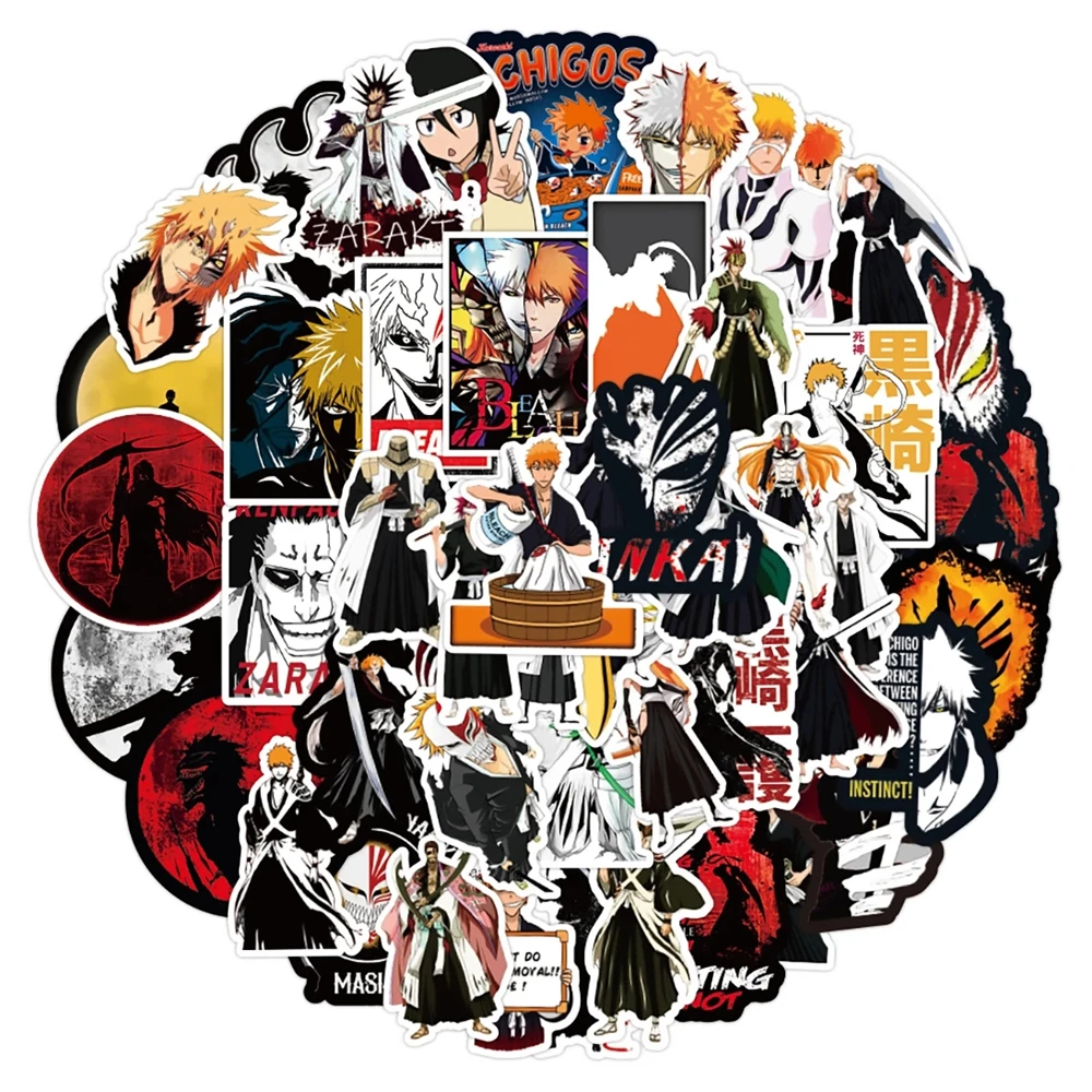 

10/30/50 Pcs Hot Blooded Anime BLEACH Cartoon Graffiti Stickers Decor Skateboard Luggage Laptop Desktop Thin Notebook DIY Guitar