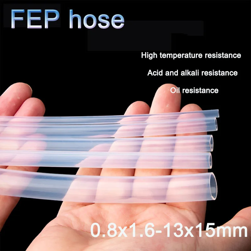

1 Meter 0.8-13mm ID FEP Insulated Hose Rigid Pipe Temperature Corrosion Resistance Transparent FEP hose