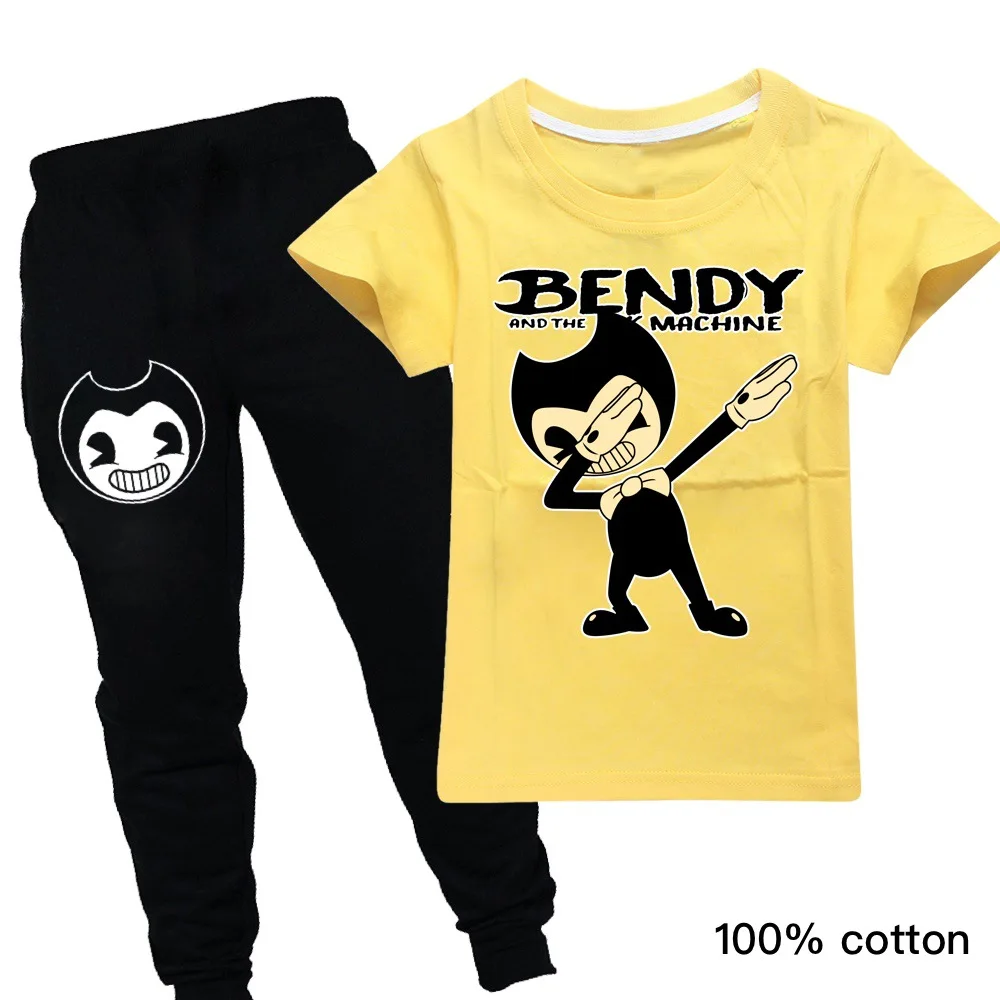 

Horror Bendying and The Ink Machine T Shirt+jogging Pants 2pcs Set Kids Short Sleeve Sportsuit Toddler Boys Girls Casual Outfits