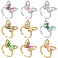 color butterfly rings artificial stone diy jewelry for women zircon inlaid brass silvergold color handcrafted quality crafting