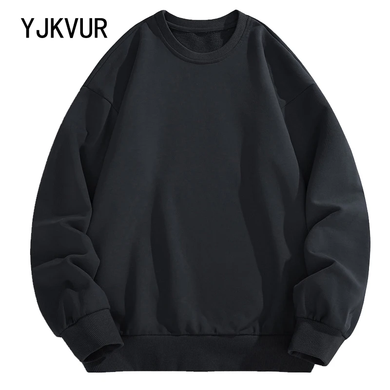 

YJKVUR 2023 Autumn Winter New Men Casual Minimalist Sweatshirts Oversize O-Neck Basic Wardrobe Essentials Plus Size Pullover