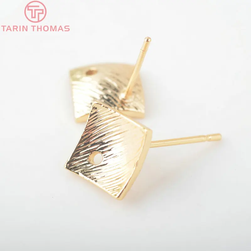 

(2054)10PCS 8.5MM 24K Gold Color Brass Inward Arc Surface Stud Earrings Pins High Quality Jewelry Accessories