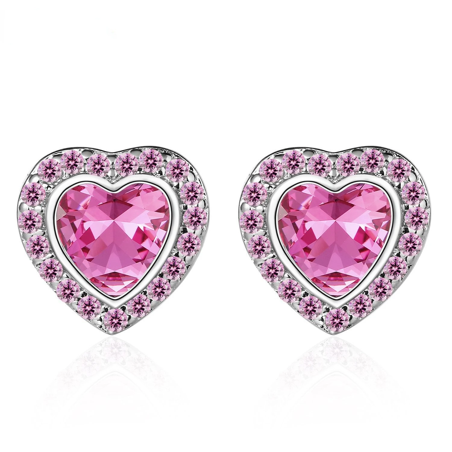 

Luxury AAA Cubic Zirconia Stud Earrings For Women Romantic Elegant Female Daily Earrings Pink Heart Wholesale Dropshipping