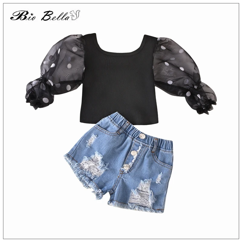 

Комплект летней одежды для маленьких девочек, модная кружевная модная детская одежда принцессы для дня рождения, пляжные панели + топы, одеж...