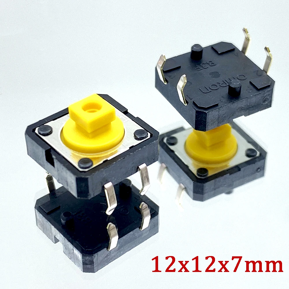 Тактильные переключатели желтого и квадратного цветов 10 шт./партия 12x12x7 мм шт.