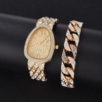 new 2022 fashion luxury ladies gold watch rhinestone ladies quartz diamond watch elegant ladies bracelet watch set reloj mujer