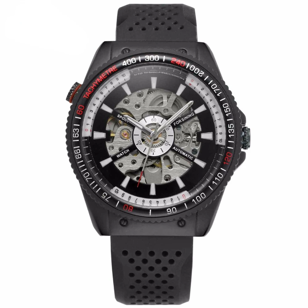 

FORSINING Automatic Mechanical Watch Men Silicone Strap Skeleton Sport Watches for men Fashion Casual 2020 Black Male Clock