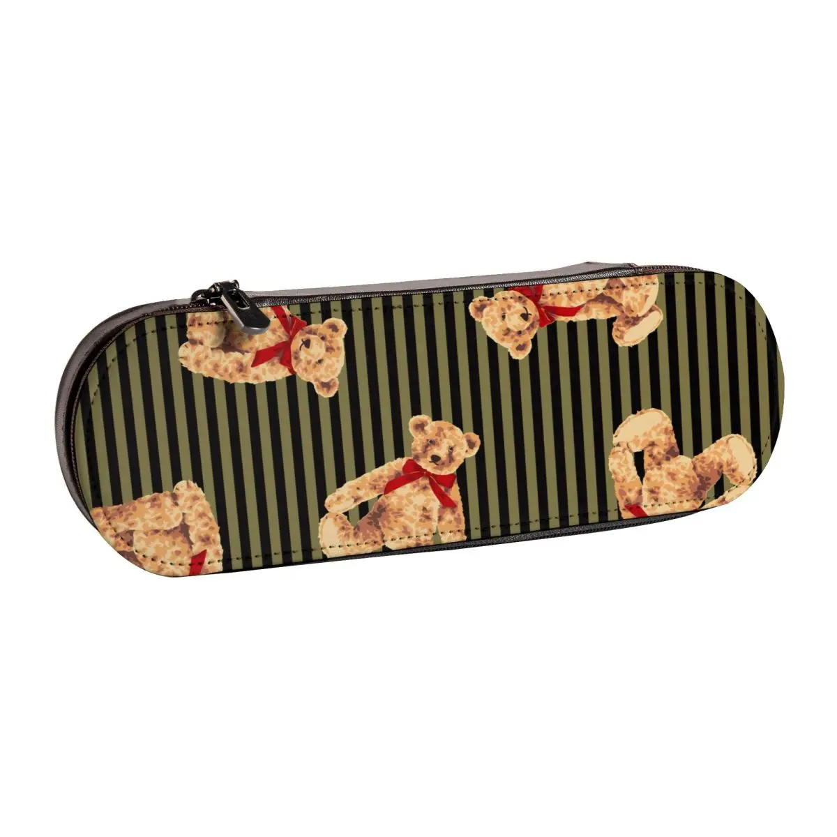 

Cute Bear Print Pencil Case Funny Animal Girls Boys Back to School Leather Pencil Box Hard Vintage Pen Bags