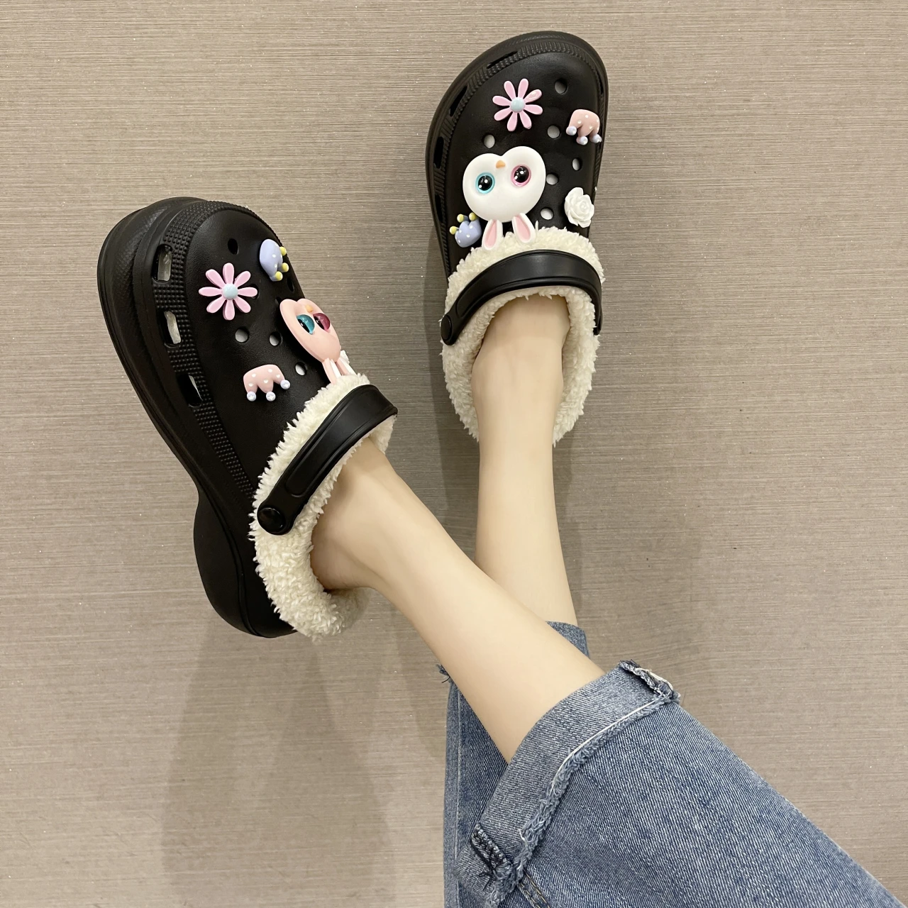 

Женские меховые тапки на платформе, теплые меховые тапки, хлопковая обувь для дома, пушистые сланцы, плюшевые тапки, зима 2023