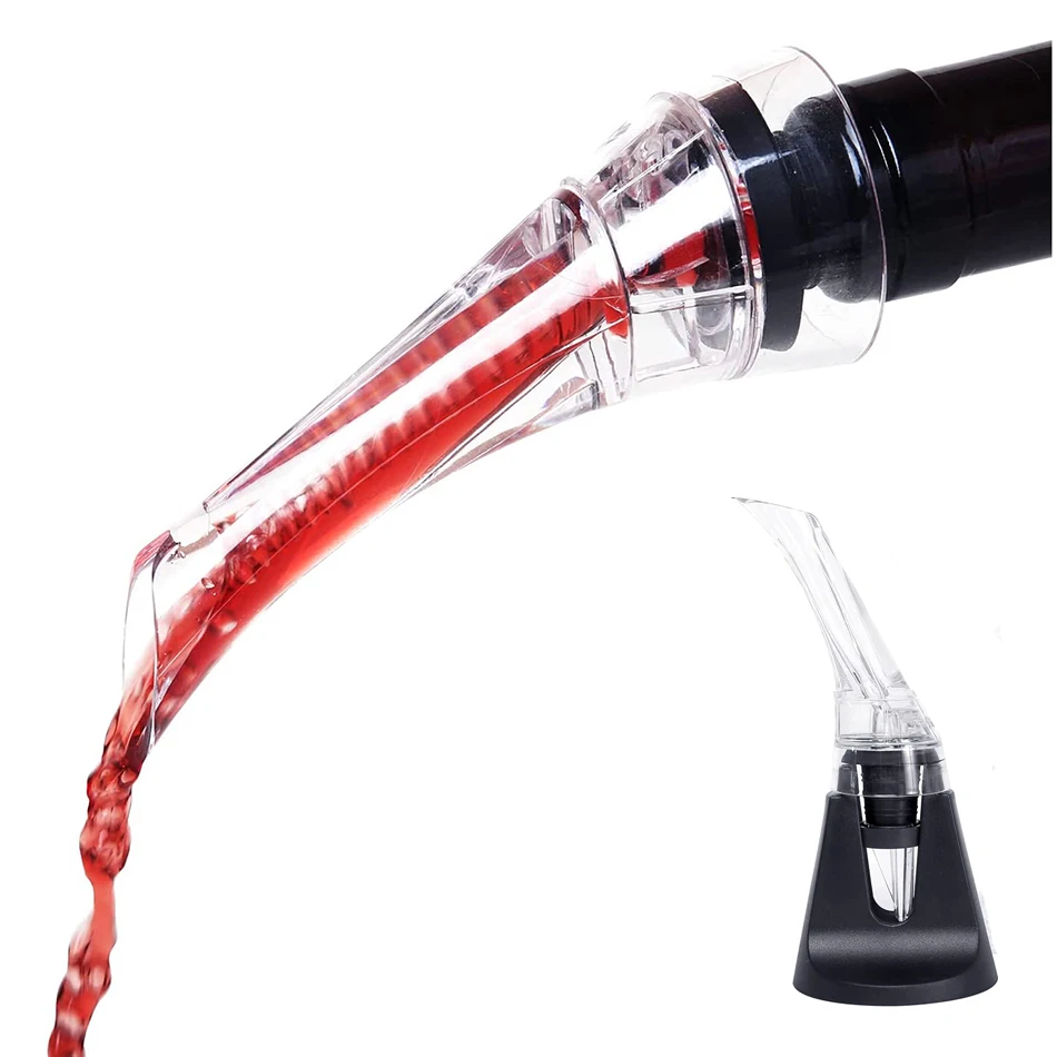 Wine Aerator Decanter Pourer Spout Quick Aerating Pouring Tool with Decanter Base Portable Red Wine Filter Bar Accessories