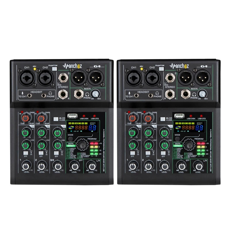 

G4 Sound Card Audio Mixer Sound Board Console Desk System Interface 4 Channel USB Bluetooth 88 Mixing Effects