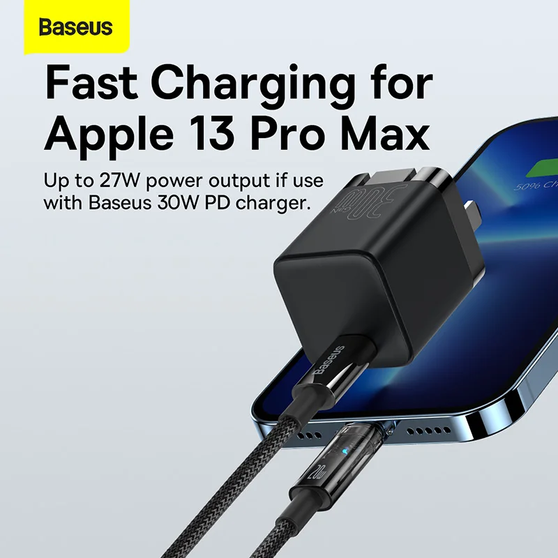 USB-кабель Baseus 20 Вт для iPhone 14 13 12 11 Pro Max Mini с автоматическим отключением шнур быстрой