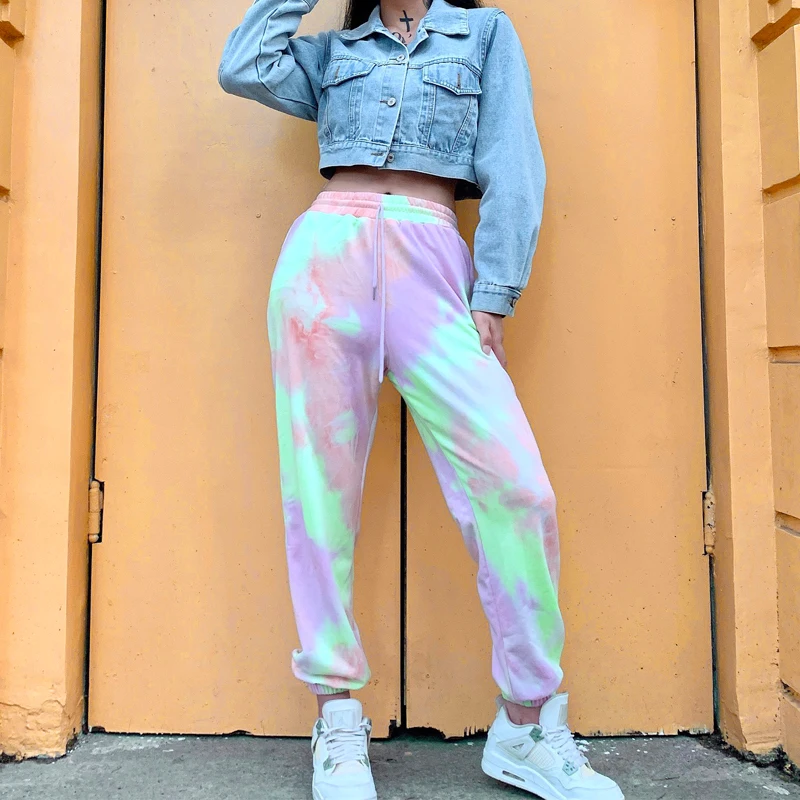

Women 2021 Tie Dye Sweatpants Trousers Women Colorful Loose High Waist Pants Fashion Streetwear Korean Fashion Jogger Trousers