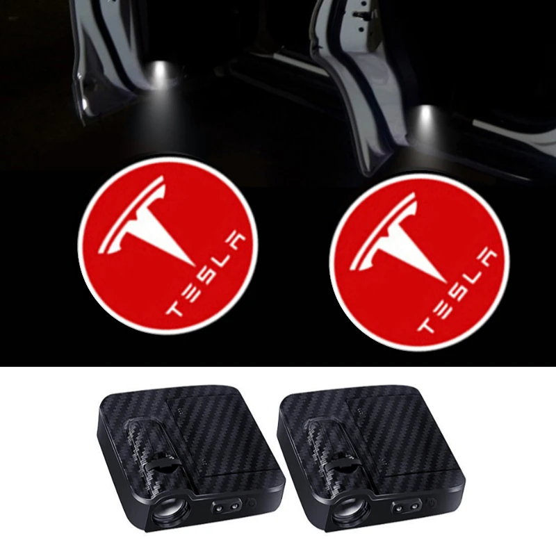 

2pcs Car Door LED Wireless Welcome Light Projection Lamp for Tesla Model 3 Y X Roadster P75D P85D P90D P100D Auto Decoration