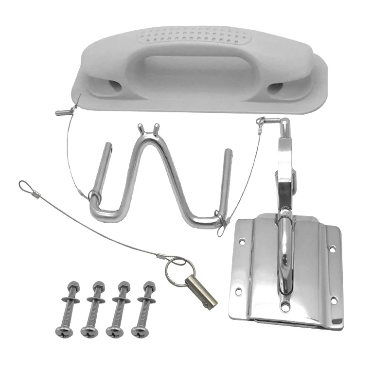 Boat 304 Stainless Steel Insta-lock Quick Davits Replacement Set With Handle Pad for Inflatable Boats Marine Yacht