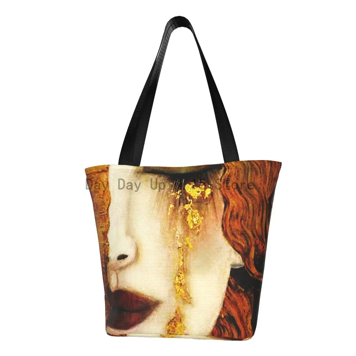 

Reusable Gustav Klimt Golden Tears Shopping Bag Women Canvas Shoulder Tote Bag Durable Symbolism Art Groceries Shopper Bags