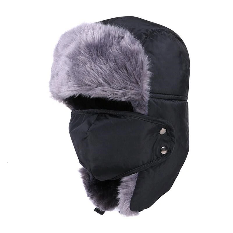 

2021 new Balaclava Earflap Bomber Hats Caps Scarf Men Women Russian Trapper Hat Trooper Earflap Snow Ski Hat Cap With Scarve