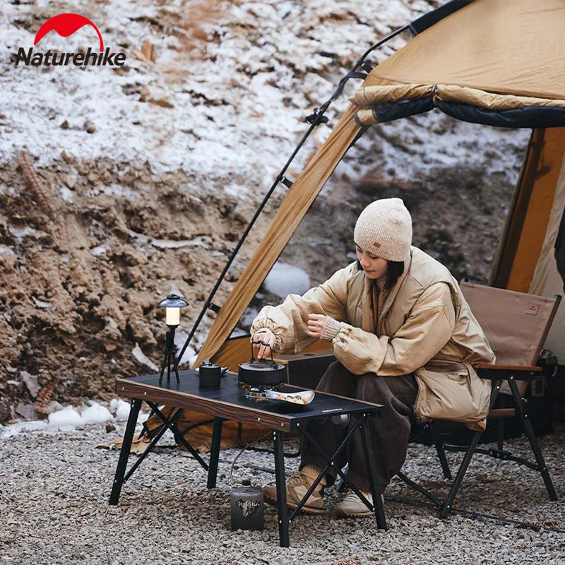 Фото Складной стол Naturehike для активного отдыха, из алюминиевого сплава, стол IGT, для кемпинга, барбекю, портативный, съемный, для пикника, деревянный, мебель для барбекю №4