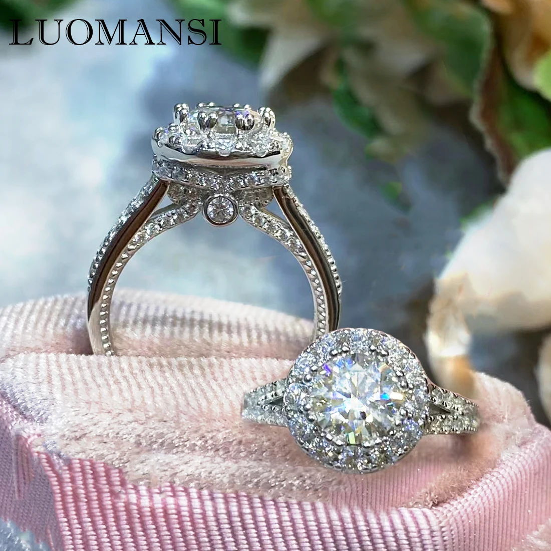Luomansi Woman Ring Silver 1 / 2 Carat D VVS Moissanite with GRA Certificate Super Flash S925 Jewelry Wedding Party Gift