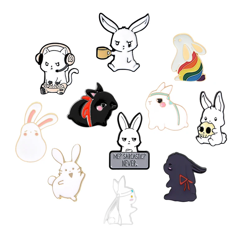 

Cute Rabbit Series Enamel Pin Cartoon Animal Brooches for Women Backpacks Lapel Pin Metal Badge Jewelry Gift's Drop Shipping