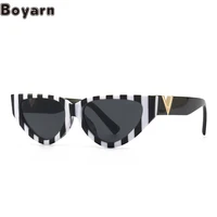 boyarn punk border narrow model walk show zebra sunglasses womens fashion street cat eye sunglasses