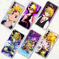 seven deadly sins meliodas anime transparent case for samsung galaxy s22 s21 s20 fe s 22 ultra s10e s9 plus 5g phone cover coque