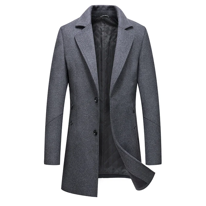 

New Men Winter Mens Padded Wool Coat Fashion Casual Single Breasted Thick Warm Overcoat Men Plus Size M L XL 2XL 3XL 4XL