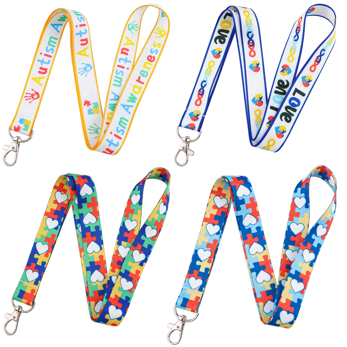 

Autism Awareness Puzzle Lanyards Keychain Nurse Neck Strap Phone Buttons ID Card Holder Lanyard for Keys DIY Hanging Rope Kids