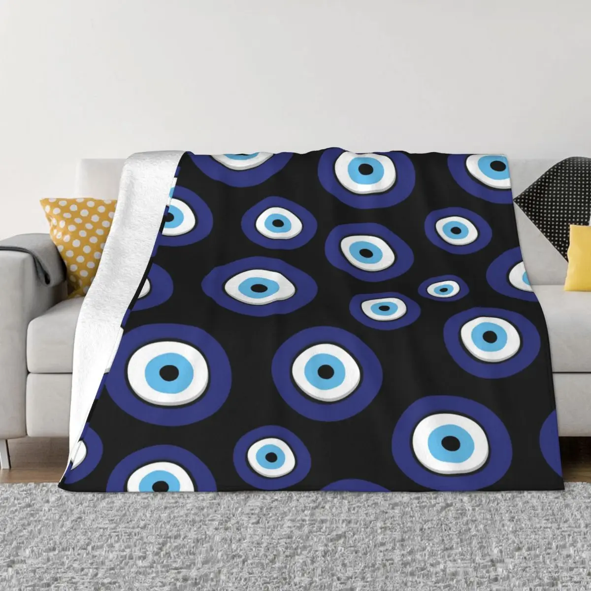 

Evil Eye Plaid Blankets Fleece Summer Bohemian Boho Hippie Geometric Portable Super Warm Throw Blanket for Bedding Bedroom Quilt