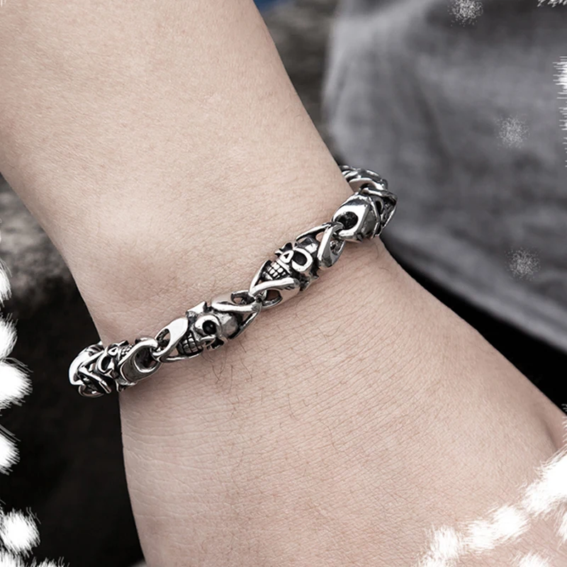 

Trend Men‘s Bracelet Boy Stainless Steel Glossy Skull banglet male Hip Hop Rock Fashion cuff Jewelry For Boyfriend brother Gift