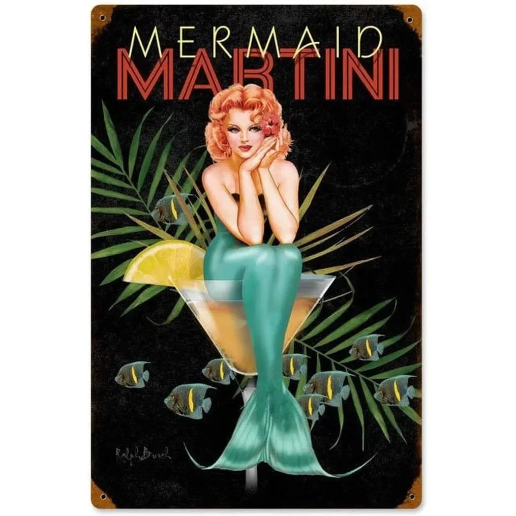 Винтажные металлические знаки Pinap Rusalka для макияжа с волной настенные постеры