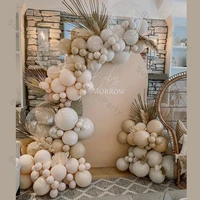 doubled apricot balloons garland wedding decorations cream peach sand color bobo balloon arch baby shower brithday party decor