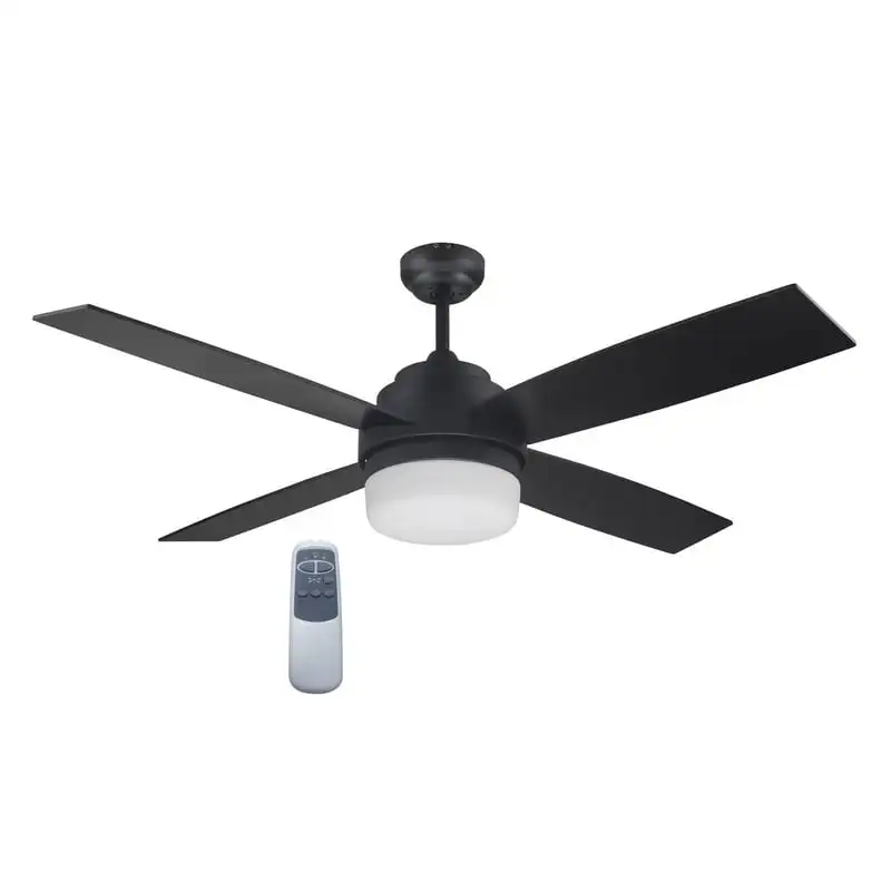 

52-Inch LED Ceiling Fan in Matte Black with Remote Celing fan with light Ceiling fans with lights and remote Neck fan Wall decor