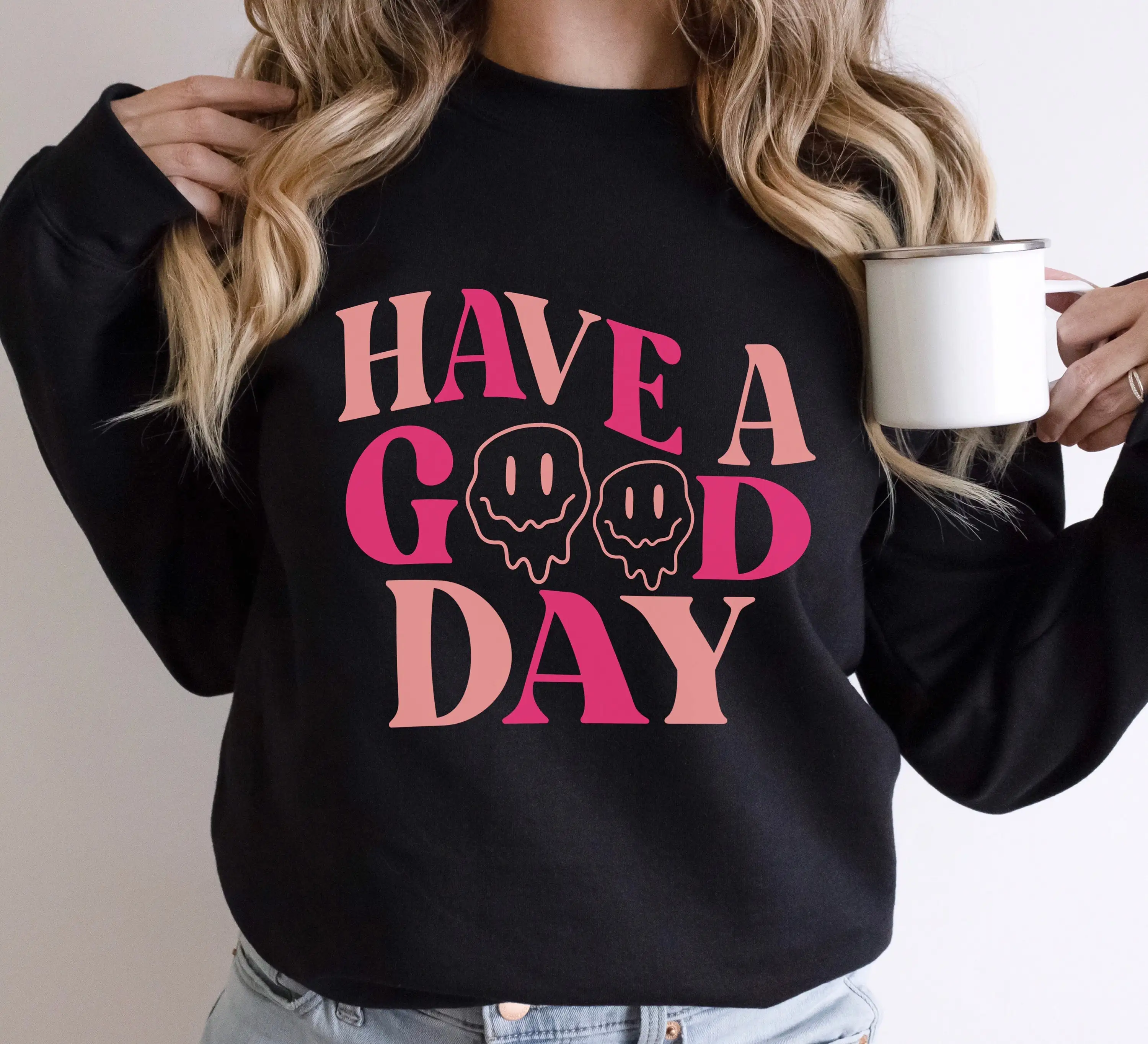 

Have a Good Day Sweatshirt Retro Smiley Face funny graphic cute women fashion youngs grunge tumblr hipster pullovers gift tops