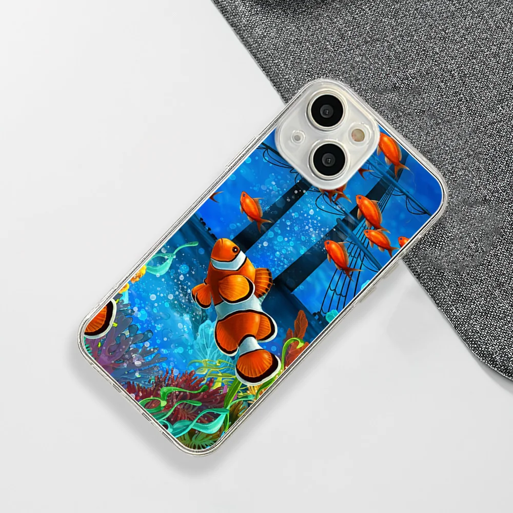 Чехол для телефона Ins с корейской рябью и текстурой Aquaria Lovely Fishes IPhone 15 14 13 12 11