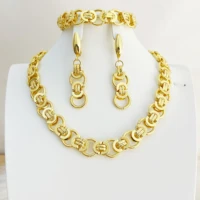 necklace earrings four piece set of gold color fashion jewelry ladies wear party wedding anniversary
