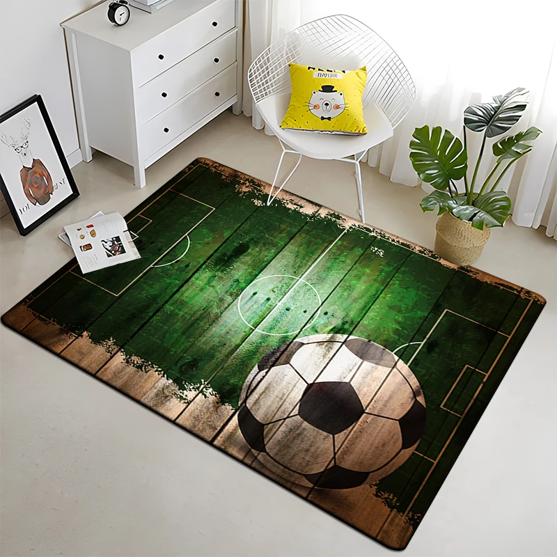 3d Soccer Football Sports Silhouette Pattern Carpet for Living Room Rugs Camping Picnic Mat Anti-Slip Rug Crawl Mat Fans Gift