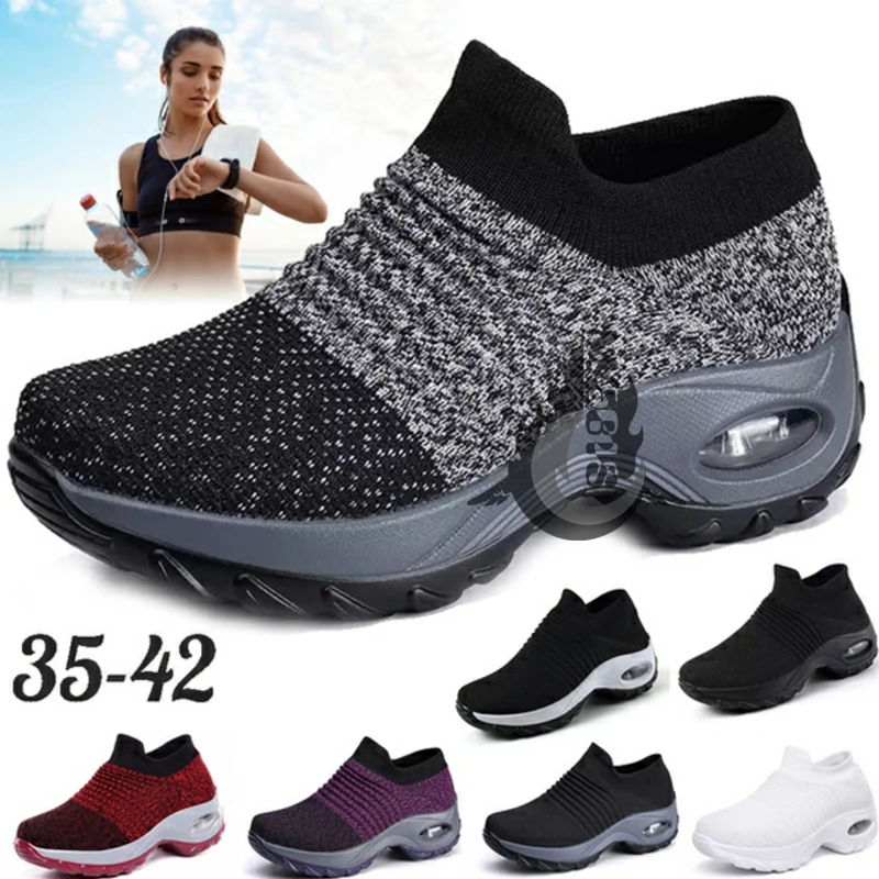 

Женские кроссовки без шнуровки, дышащие сетчатые сникерсы на плоской подошве, для весны и осени