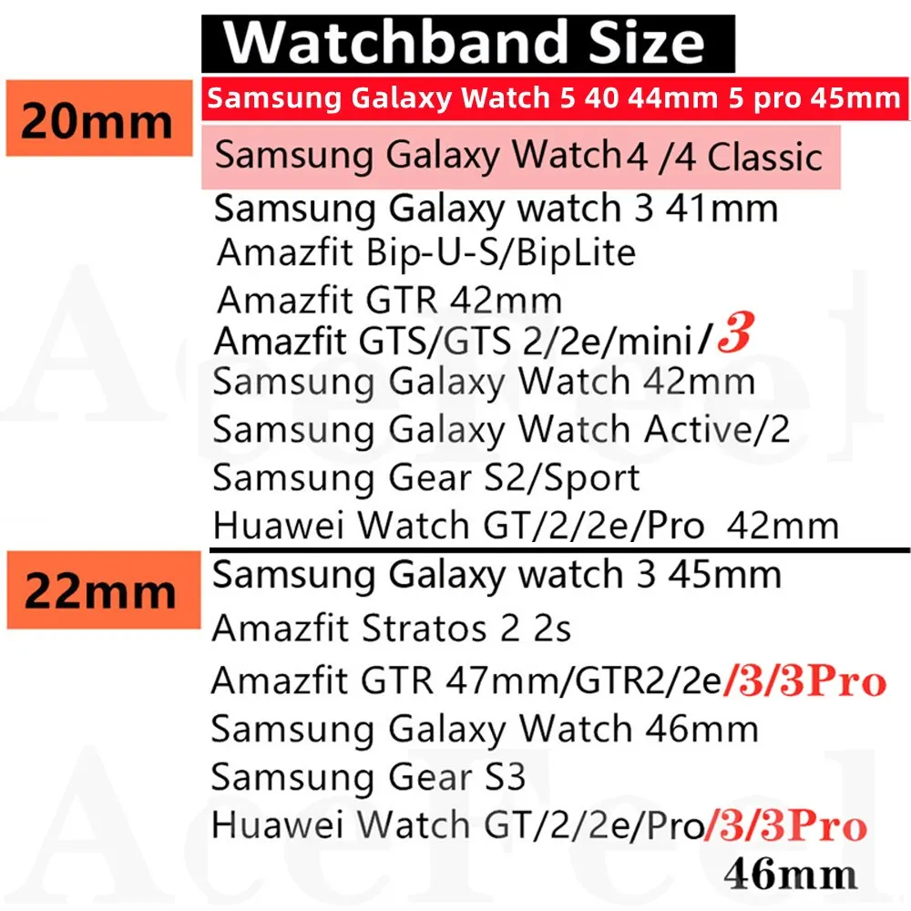 Ремешок нейлоновый для Samsung Galaxy Watch 55pro44 classic active 2, браслет для Huawei watch GT 2 3 proAmazfit Bip GTS GTR 2 3 (art.: 3920beec03005) - 3920beec03005