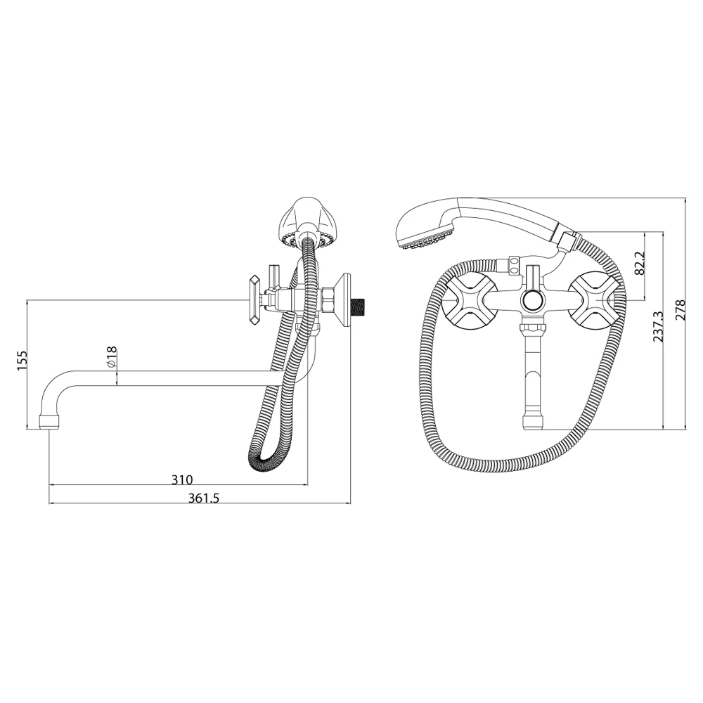 Смеситель для ванны Lemark Promotion LM6051C с душем LM8063C хром |
