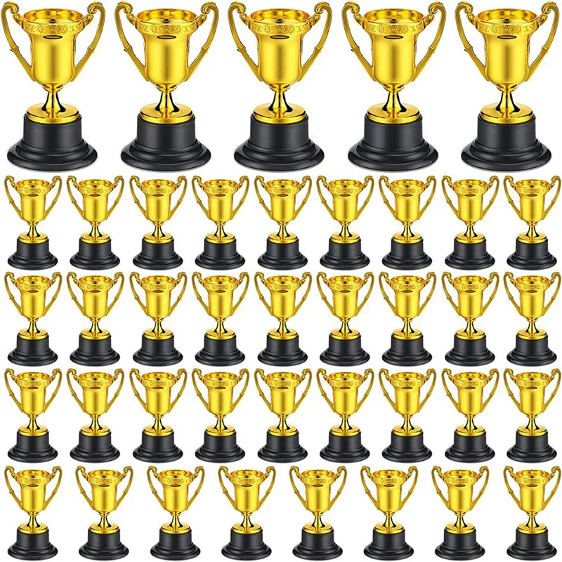 

40Pcs Golden Award Trophy Cups Plastic Gold Trophies Mini Awards And Trophies Kids Classroom School Rewards Sports