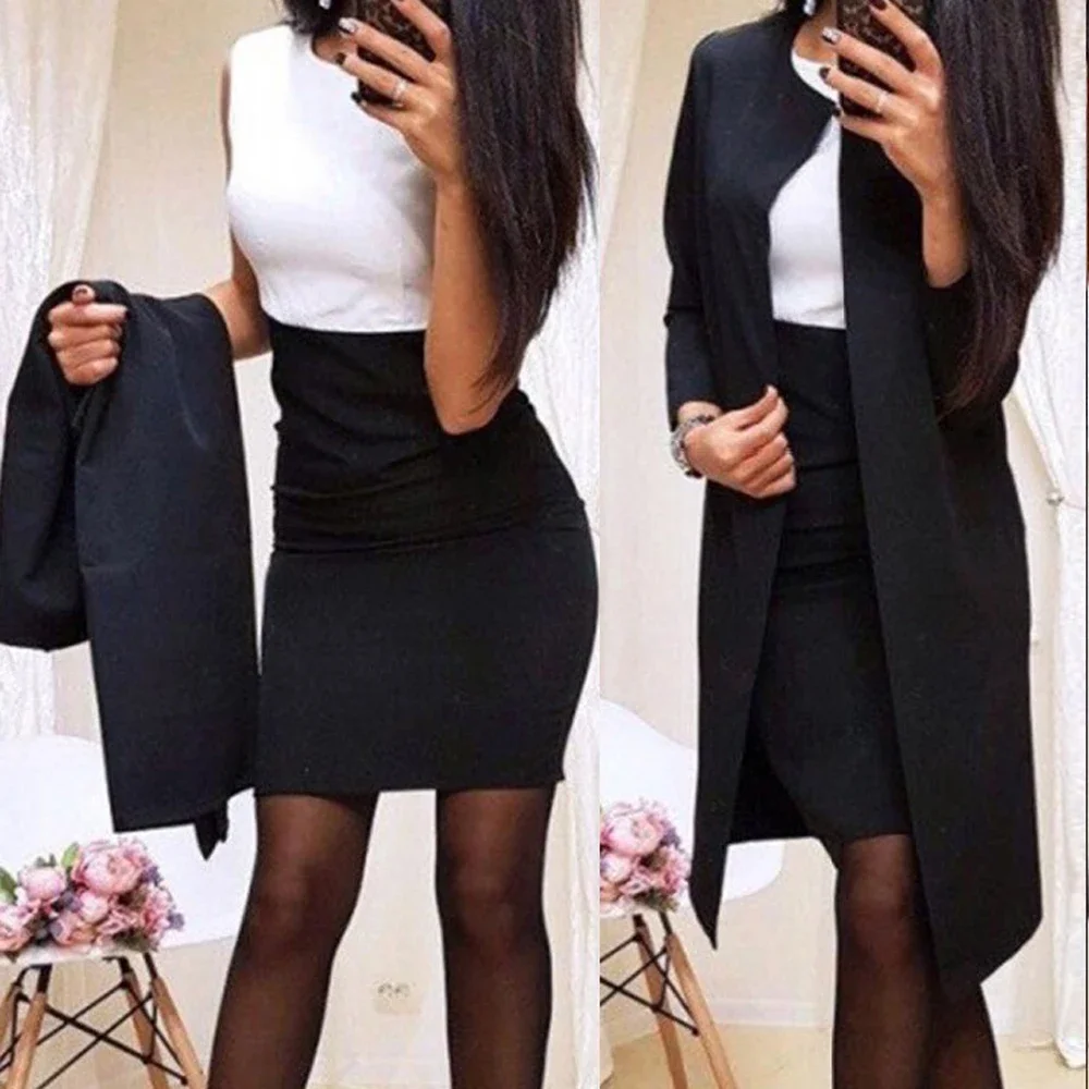 

Mini Skirt 2023 Women Blazer Woman Sexy Slim Blazer Mini Skirts Black Jacket Autumn and Winter Sexy Lady OL Suit Set Workwear