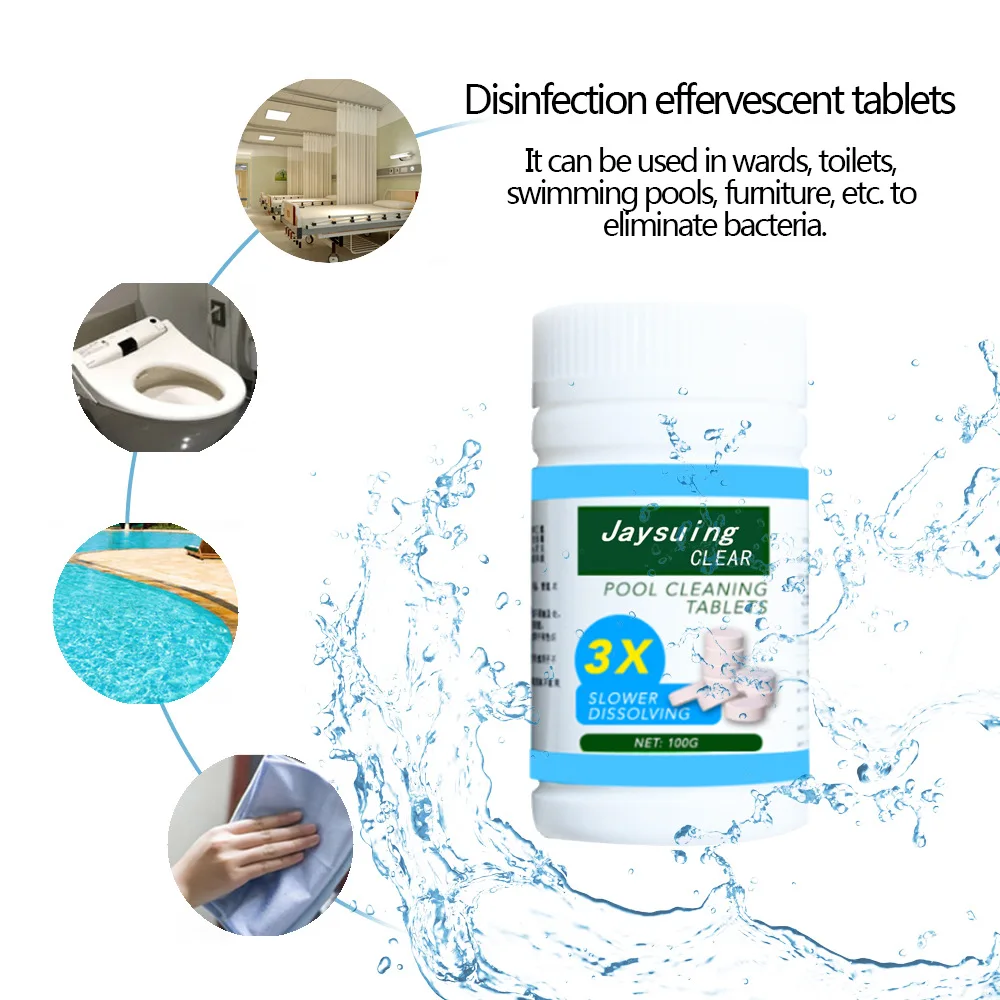 

100g Swimming Pool Effervescent Tablets Multifunctional Cleaning Stains Efficient Removal Of Stains Bacteria Effervescent Tablet