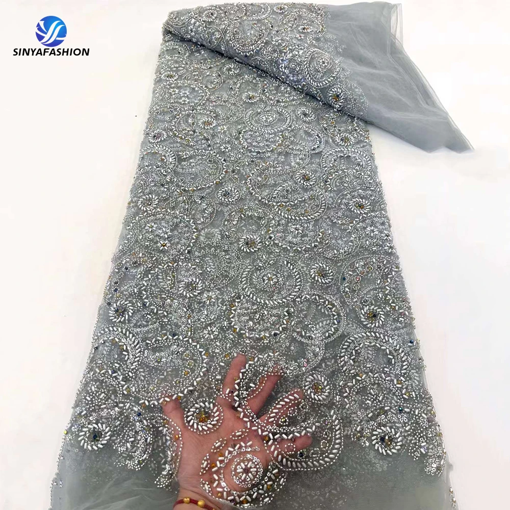 Фиолетовая африканская нигерийская кружевная ткань высокого качества 5 ярдов