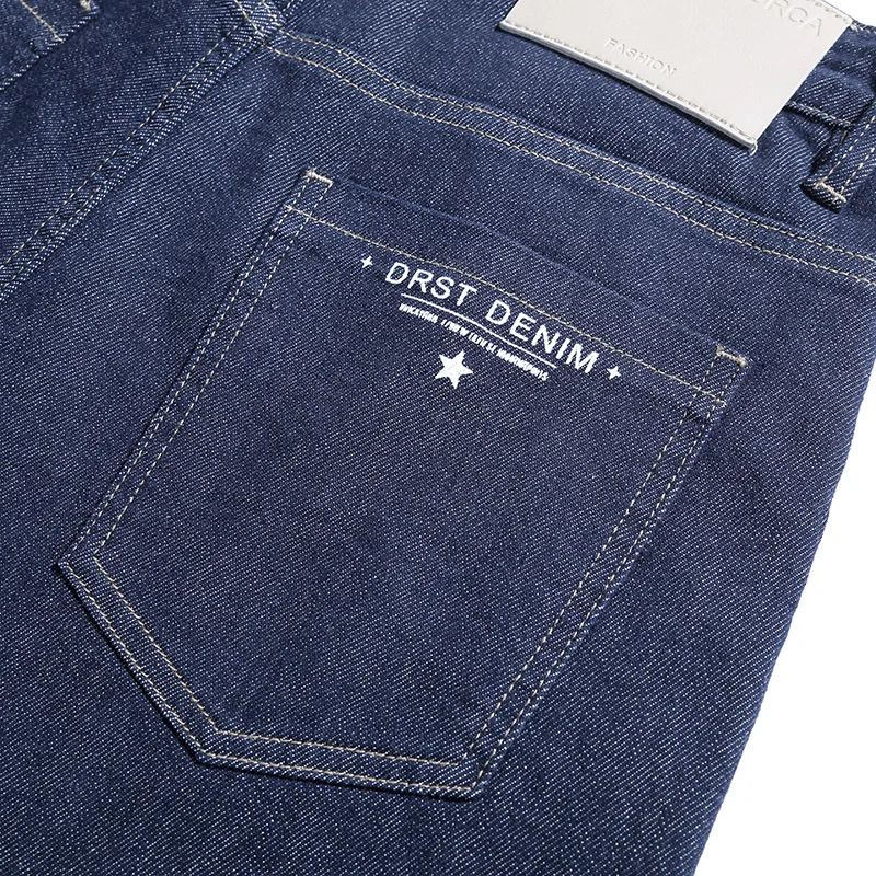 Men's Denim Pants Fashion Loose Wide Leg Jeans Casual Streetwear Printed Cross Trousers Pure Cotton Pants Baggy Men Jeans