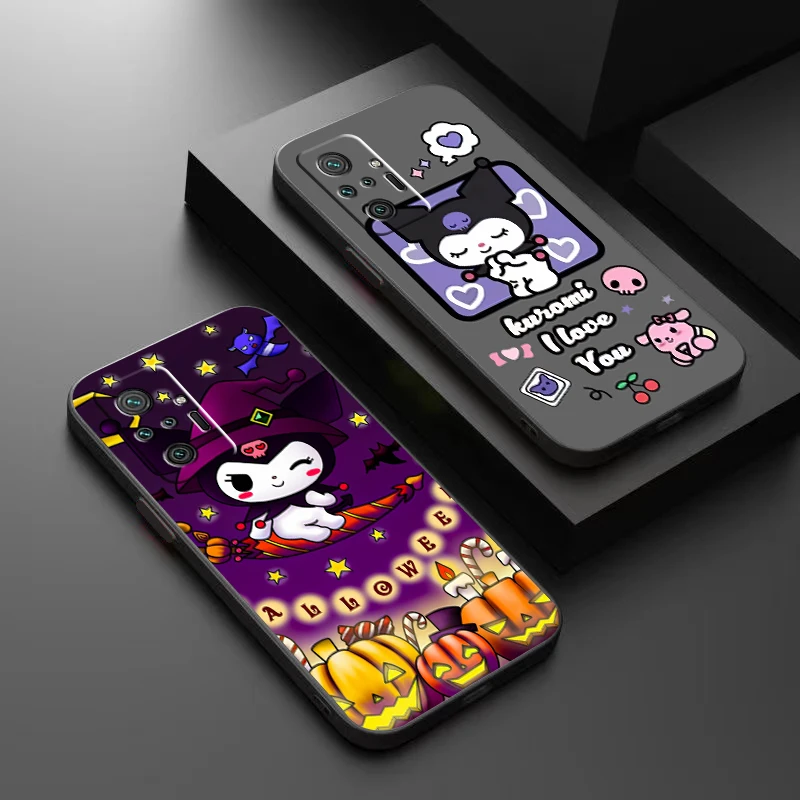 

Cartoon Hello Kitty Phone Case For Xiaomi Redmi 7 8 7A 8A 9 9i 9AT 9T 9A 9C Note 7 8 2021 8T 8 Pro Coque Liquid Silicon Black