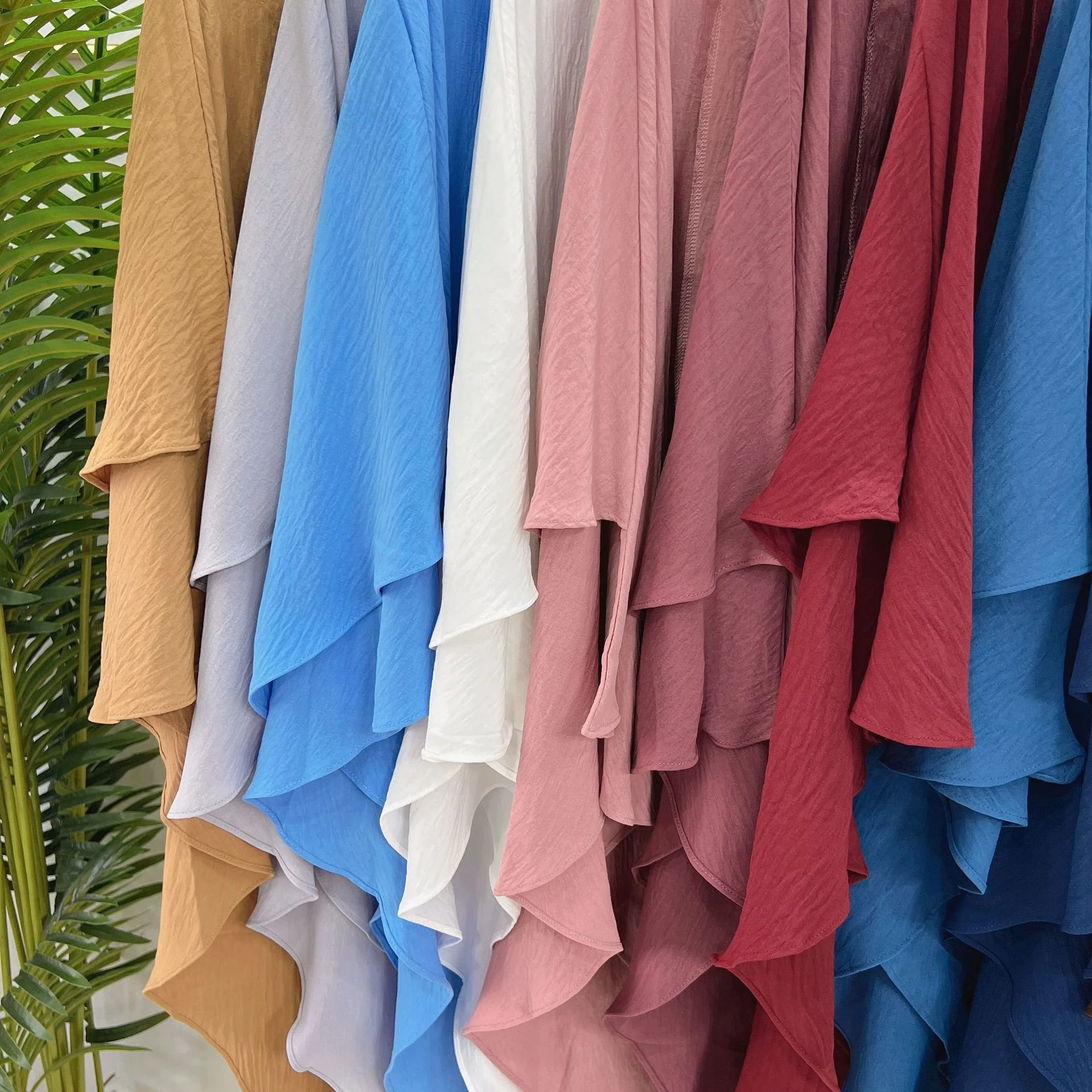 Long Khimar Hijab Scarf Wrap 2 Layers Crepe Voile Femme Musulman Muslim Fashion Ramadan Prayer Hijabs Wholesale Islamic Clothing