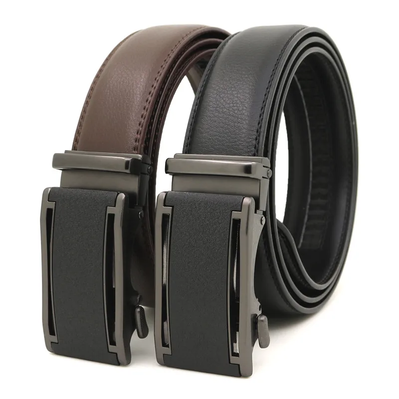

LannyQveen Men Automatic Buckle Belt PU Leather Belts For Men Male Ratchet Belts Fashion