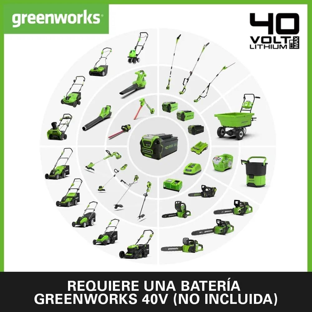 Бензопила с аккумулятором Greenworks GD40CS15, бесщеточный двигатель, длина стержня 14 дюймов (35 см), скорость цепи 12 мс, 3,5 кг, резервная защита (art.: 3920d3dbf3e73) - 3920d3dbf3e73