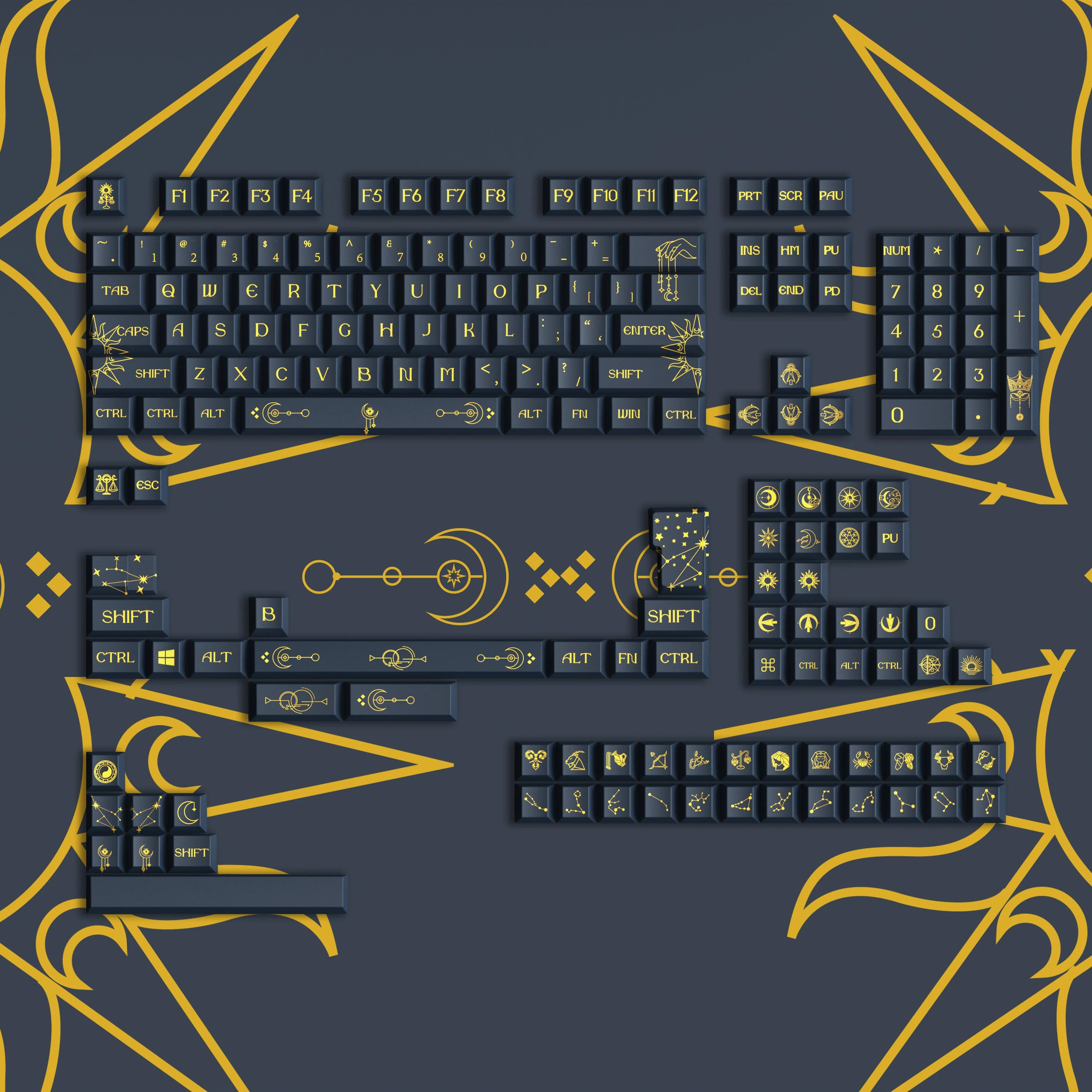 

1 Set Constellation Key Caps PBT 5 Sides Dye Sublimation Keycaps Cherry Profile Lightproof Keycap For MX Switch Keyboard